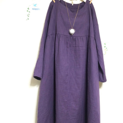 溫柔的觸摸❤️溫暖的三層紗布♪（三層紗布）聚集“長袖”淡紫色[寬度約70厘米] [可以更改顏色] 第2張的照片