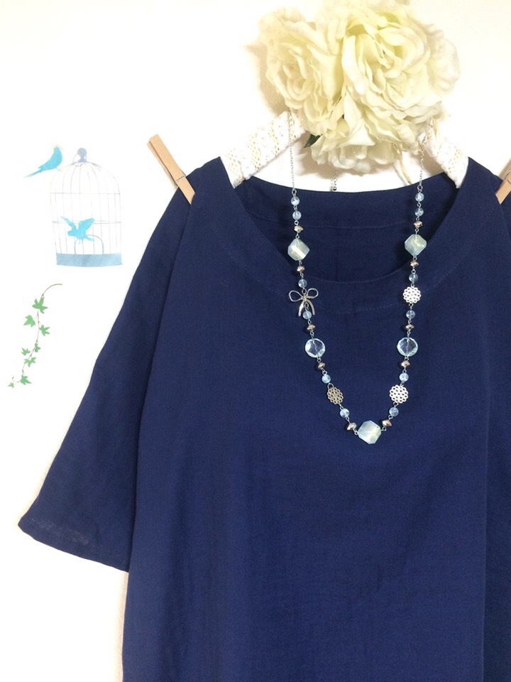 大人のダブルガーゼ/ ふんわり着心地抜群！    紺(色変更ok‼️)  (身幅調整可 最大90cm迄)