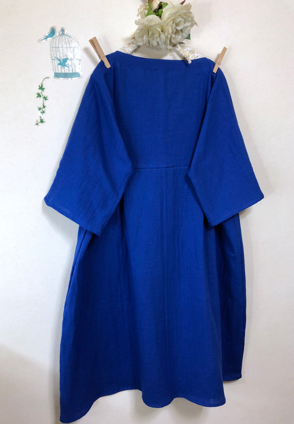 蓬鬆成人雙層紗布【6-7分袖】寶藍色（寬度調整/變色OK‼️） 第6張的照片