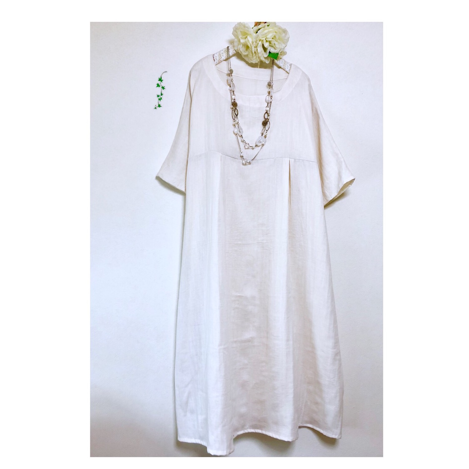 ロング丈★ふわふわ大人のダブルガーゼ【6〜7分袖】生成 (身幅調整/色変更ok‼️)