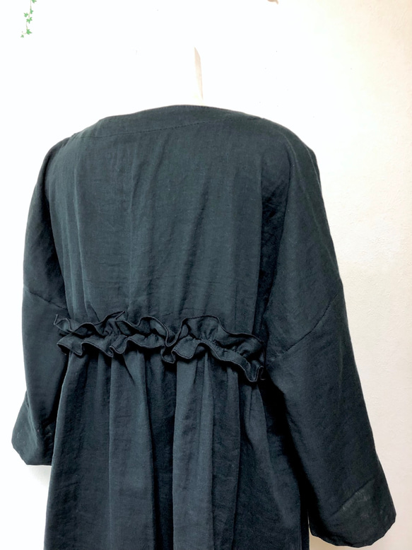 ❤️ 絲帶褶邊切換束腰外衣 ❤️ 蓬鬆雙層紗布 ❤️ 黑色 x 黑色 ❤️ 長袖 ❤️ 寬度調節/顏色可變 ❤️ 第7張的照片