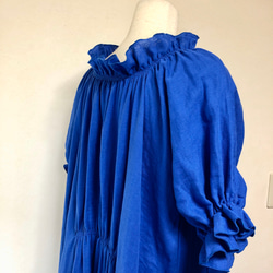寬鬆粗獷的舒適度❤️ 荷葉邊抽褶長裙❤️ 蓬鬆雙層紗布❤️ 寶藍色❤️ 顏色多變 第7張的照片