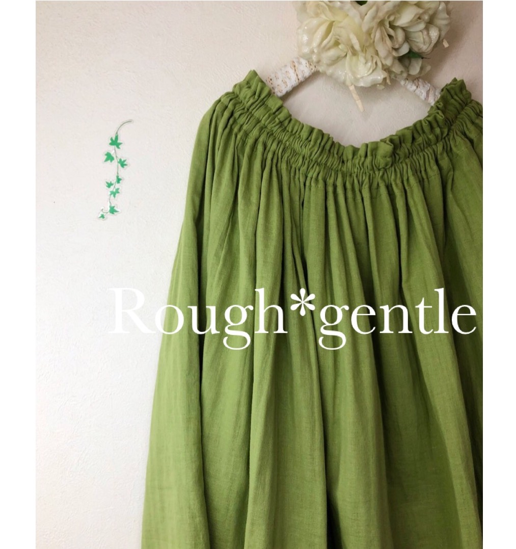 たっぷりギャザー❤️ふんわりやわらかダブルガーゼのロングスカート❤️リーフグリーン