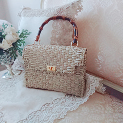 受注生産】ミナペルホネンハンドメイド 巾着バッグ〝ベージュ