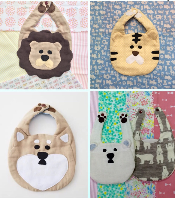 クロネコ☆ハンドメイドスタイ ☆男の子に人気のアニマルずスタイセット☆ スタイ・よだれかけ はる