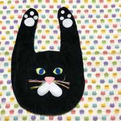 【NEW】 ばんざい黒猫スタイ☆ふわふわタオル生地ver 4枚目の画像
