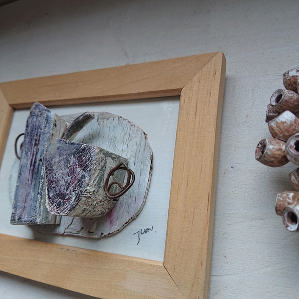 アート/インテリア◆木のカケラで描く絵◆「コーヒーとポット」 2枚目の画像