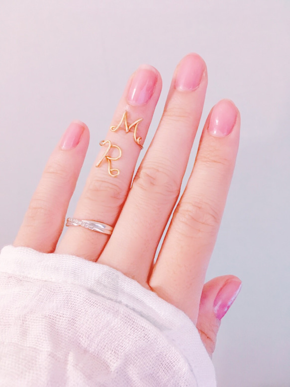 フルオーダー イニシャル 2連風ファランジリング 指輪・リング