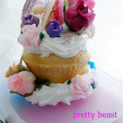 スイーツデコ　綿棒ケース　～ふわふわ薔薇カップケーキ～ 3枚目の画像
