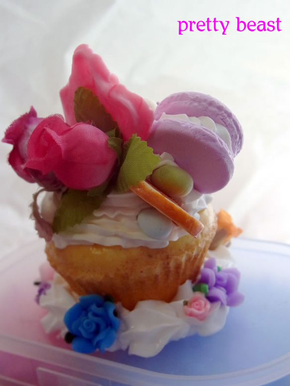スイーツデコ　綿棒ケース　～ふわふわ薔薇カップケーキ～ 5枚目の画像