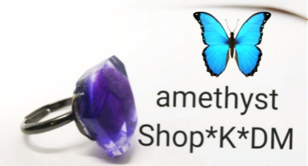 秋冬*''Efforia～''天然石アメジスト&レジンご褒美リング～noel～✨