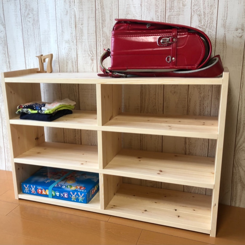 古道具 本棚 おもちゃ棚 絵本棚 おもちゃ収納３段 木製 モンテッソーリ フリーラック ボックス収納 ランドセルラック 教具棚