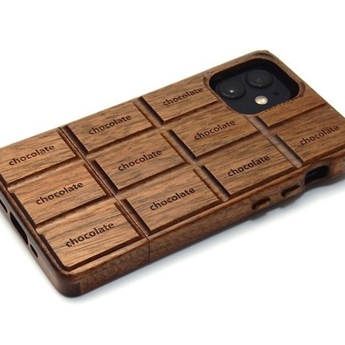 受注生産 iPhone12mini用 板チョコ型木製ケース iPhoneケース・カバー