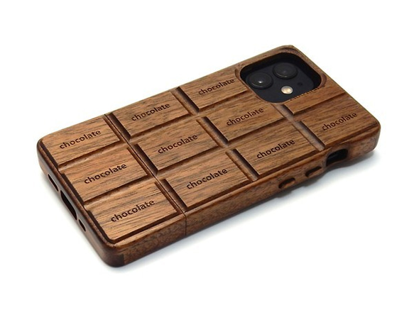 受注生産 iPhone12mini用 板チョコ型木製ケース 1枚目の画像
