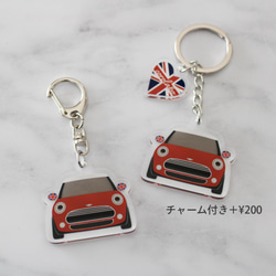 ご予約【レッド】MINI＆チャーム キーホルダー BMW MINI ミニクーパー F56 F55 2枚目の画像