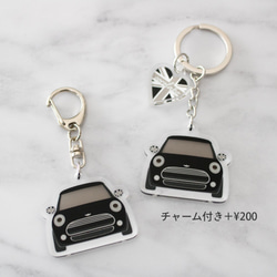 即納【ブラック】MINI＆チャーム キーホルダー BMW MINI ミニクーパー F56 F55 2枚目の画像