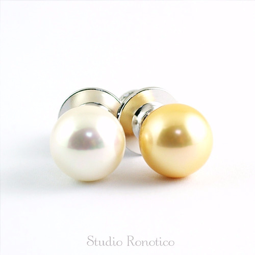 2個セット 国産磨き貝パール10mm ピンブローチ ラペルピン