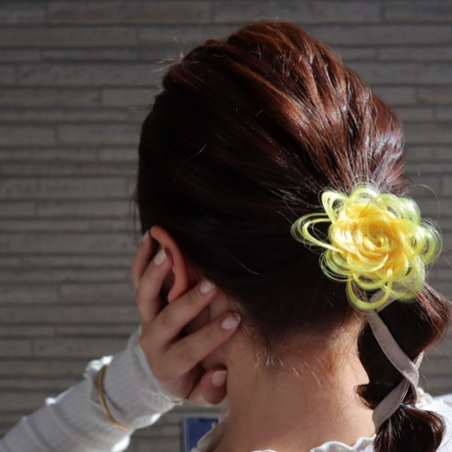 イエロー】❤︎ヘアアクセサリー エクステ 髪飾り フルール
