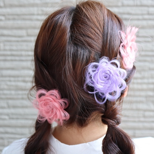 2025人気特価 ピンク】 フルールヘアー 髪飾り エクステ ❤︎ヘアアクセサリー ヘアエクステンション・かつら・アクセサリ
