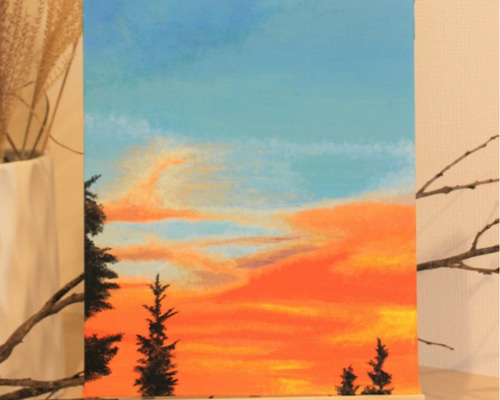 ［匿名で配送］一点もの 油絵 油彩 空 夕暮れ 絵 夕焼けの空1 絵画 きしゆい 通販 12751441｜Creema(クリーマ)