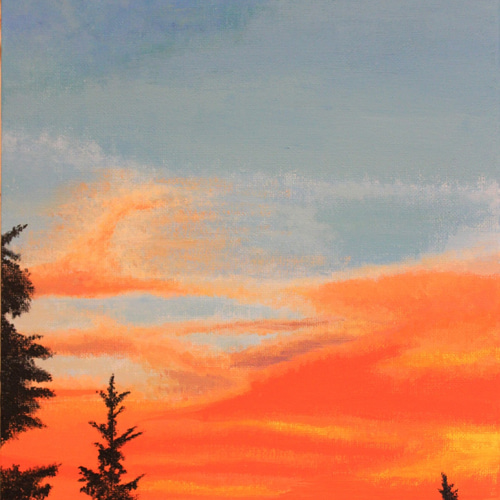 「ときめきの空……春の朝焼けと海」原画 本物 一点物 絵画 yoko 0_e9cb4f51a42ce26fc628da43228a