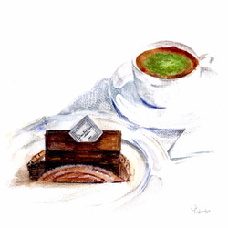 ポストカード3枚セット　No.15 抹茶風味のココア＆ビターチョコケーキ 1枚目の画像