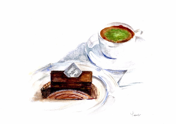 ポストカード3枚セット　No.15 抹茶風味のココア＆ビターチョコケーキ 1枚目の画像