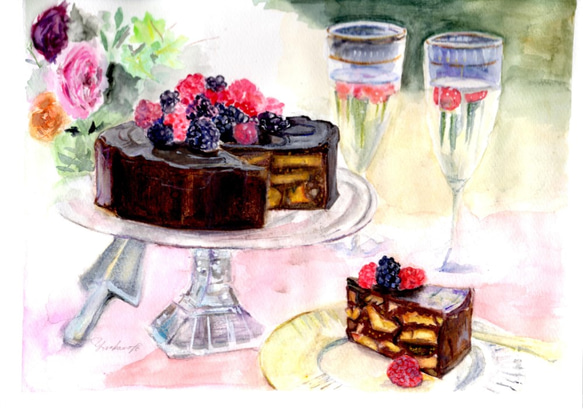 ポストカード3枚セット　No.55 チョコレートビスケットケーキ 1枚目の画像