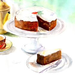 ポストカード3枚セット　No.59 キャロットケーキ＆紅茶 1枚目の画像