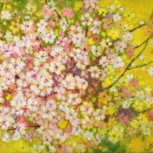 超美品！値下げ交渉あり。金箔で桜の花　アクリル画　絵画 値下げ交渉あり。超美品！金箔で金魚 アクリル画 絵画 | yun2