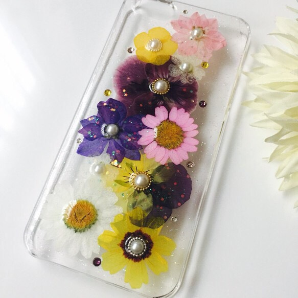 押し花スマホケース＊colorful＊ 2枚目の画像