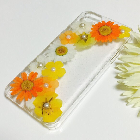 押し花スマホケース＊arch-orange＊ 2枚目の画像