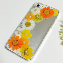 押し花スマホケース＊arch-orange＊ 5枚目の画像