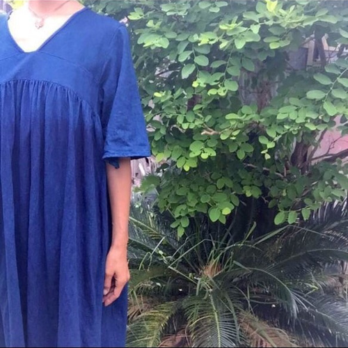 藍染 】ヘンプコットン ✨ チュニック ワンピース 草木染め