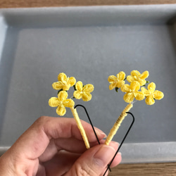 控えめ‼️〜桜と菜の花の髪飾り〜つまみ細工〜 6枚目の画像