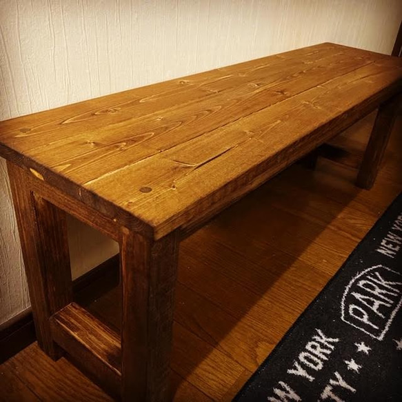 アンティークベンチ/テーブル1000（ダークウォールナット） 1枚目の画像