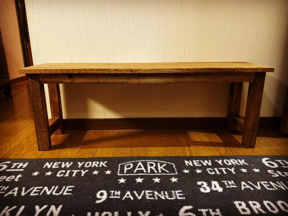 アンティークベンチ/テーブル1000（ダークウォールナット） 2枚目の画像