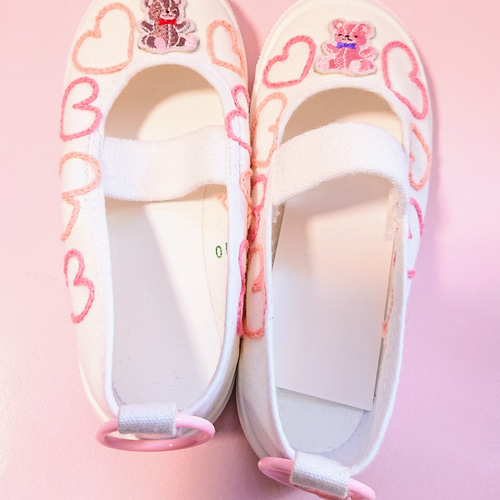 上履き入れ×2 ヌビ　ハート刺繍 1_57a047cbd10dec33bcaf75e9736a