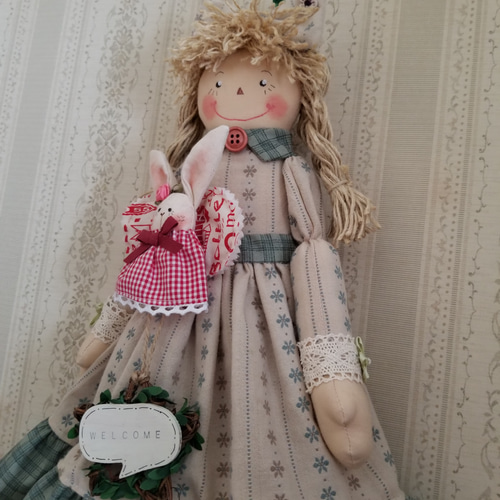 ハンドメイド カントリードール ① ドールの高さ45cm ぬいぐるみ