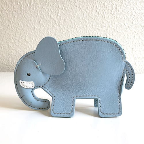 青い象の顔ポーチ