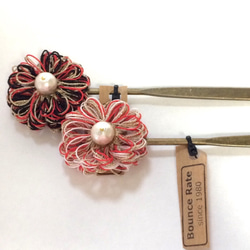 *残り１点のみです→赤×黒×金色。 （和柄/かんざし/wagara_hair stick/red&white based 1枚目の画像