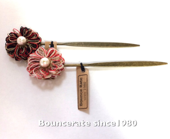 *残り１点のみです→赤×黒×金色。 （和柄/かんざし/wagara_hair stick/red&white based 2枚目の画像