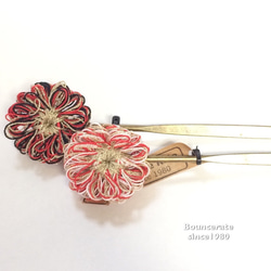 *残り１点のみです→赤×黒×金色。 （和柄/かんざし/wagara_hair stick/red&white based 3枚目の画像