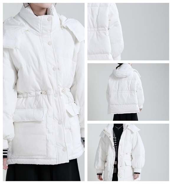 新しい冬のデザインの白いフード付きの厚いダウンジャケット コート
