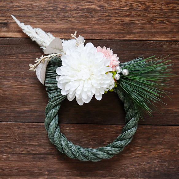 送料無料】2022しめ縄＊水引リース＊緑 しめ縄・しめ飾り Atliere Tre