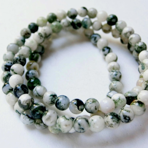 モスアゲート(白)4mm 50P 天然石 BEADS MARKET 通販｜Creema(クリーマ 