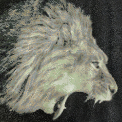 ダイヤモンド ビーズ アート モノクロ ライオン 完成品 絵画
