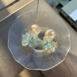 客製／藍冰玻璃耳環（可選擇耳夾or耳針） 第3張的照片