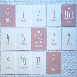 マンスリーカード　月齢カード　くすみ×スモークパープル　はがきサイズ 2枚目の画像