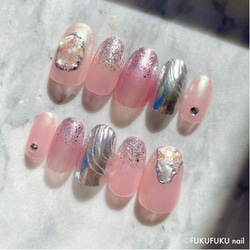 オーダーネイルチップ　シンプルニュアンスピンクパールワンホン推しno.44 0_dc4d4b2b3e495108a3eaf4596f0c